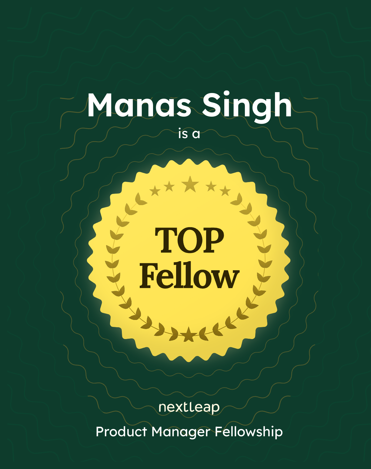 NextLeap Top Product Management Fellow certificate preview
